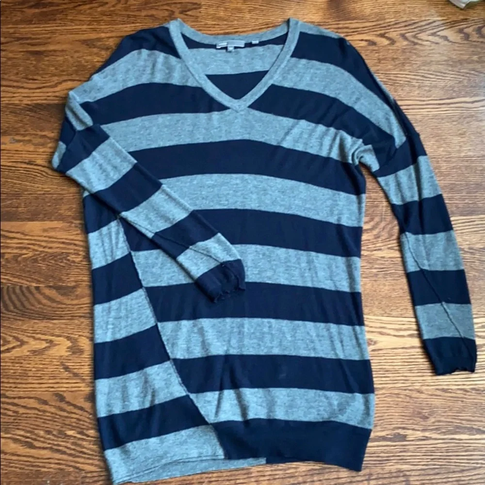 Vince for A Pea In The Pod Boyfriend Sweater gray navy stripe Maternity